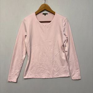 Judy P Women Long Sleeve Tee T-Shirt Top Size Medium Nylon Blend Pink C059 -4